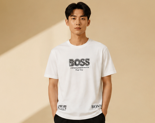 Camiseta Boss Blanca - Modelo masculino