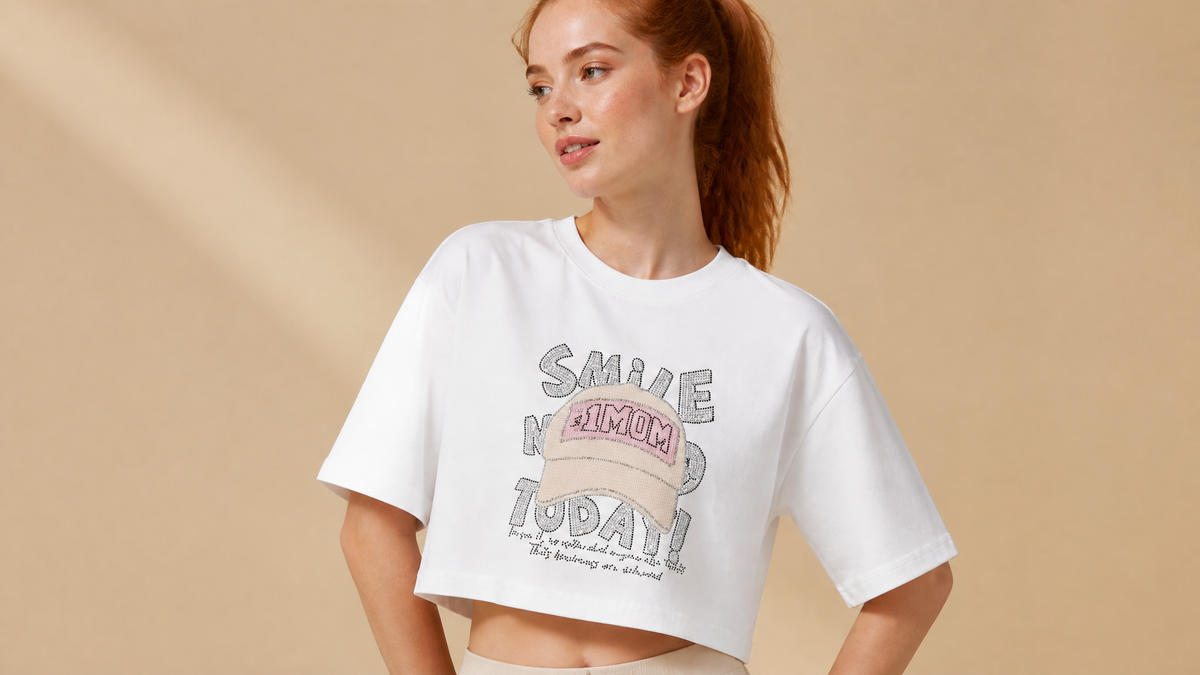 Crop Top Smile #1Mom Today blanco