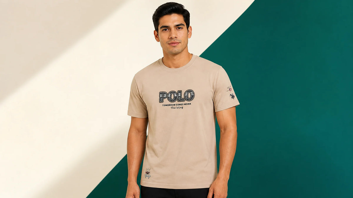 Camiseta Polo Beige - Modelo masculino