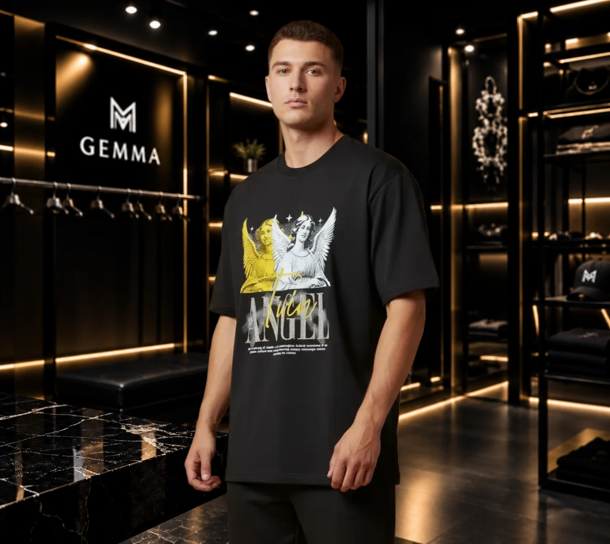Camiseta Twin Angel – Ángeles Dorado y Plateado
